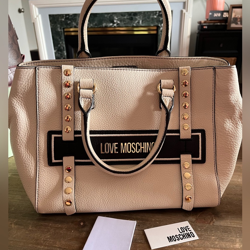 Cream leather Love Moschino handbag